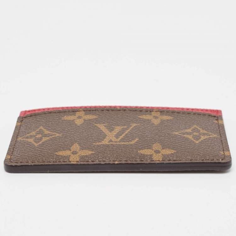 Pre Owned Louis Vuitton Fuchsia Monogram Canvas Card Holder