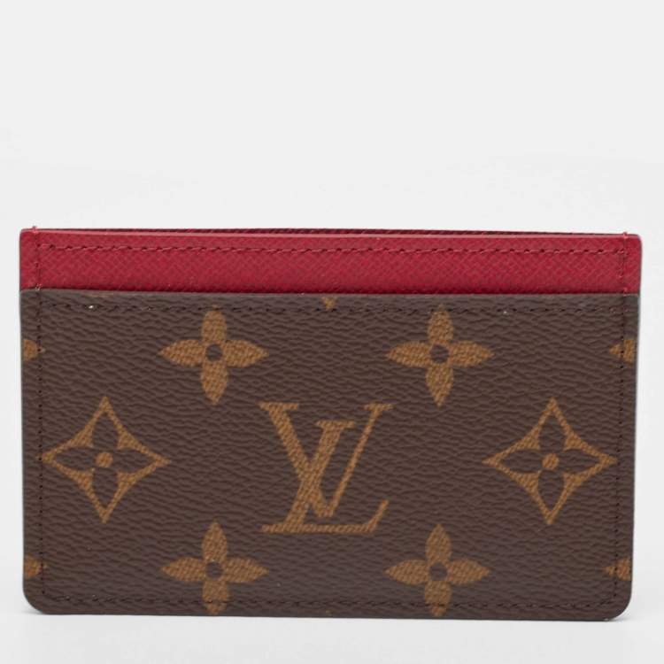Pre Owned Louis Vuitton Fuchsia Monogram Canvas Card Holder