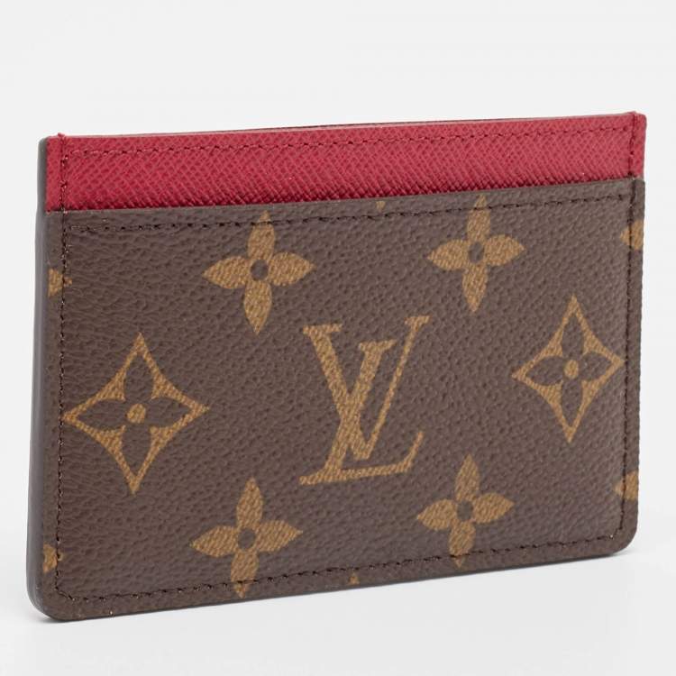 Pre Owned Louis Vuitton Fuchsia Monogram Canvas Card Holder