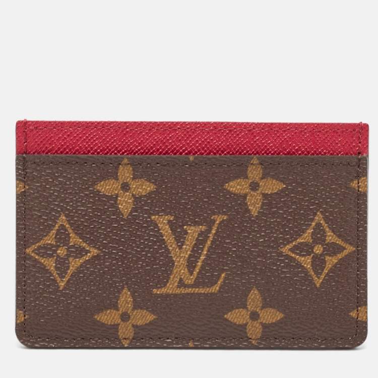 Pre Owned Louis Vuitton Fuchsia Monogram Canvas Card Holder