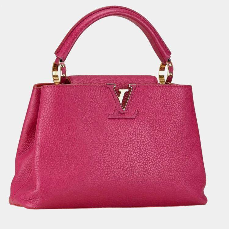 Pre Owned Louis Vuitton Pink Taurillon Leather BB Capucines Top Handle Bag