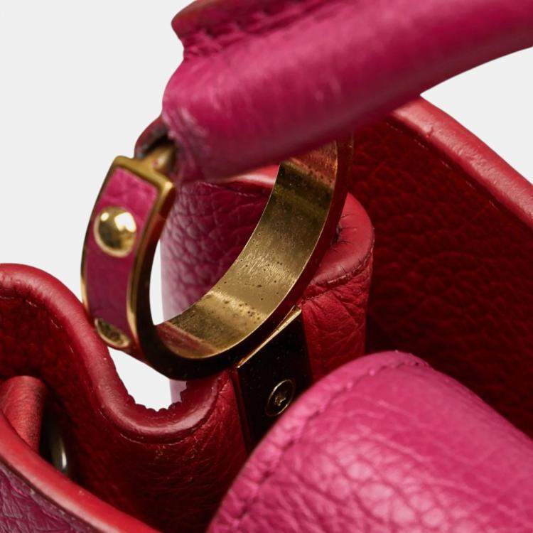 Pre Owned Louis Vuitton Pink Taurillon Leather BB Capucines Top Handle Bag