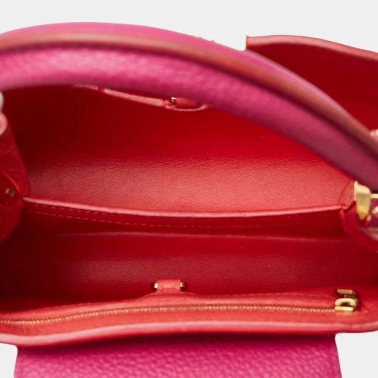 Pre Owned Louis Vuitton Pink Taurillon Leather BB Capucines Top Handle Bag