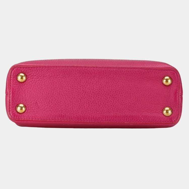 Pre Owned Louis Vuitton Pink Taurillon Leather BB Capucines Top Handle Bag