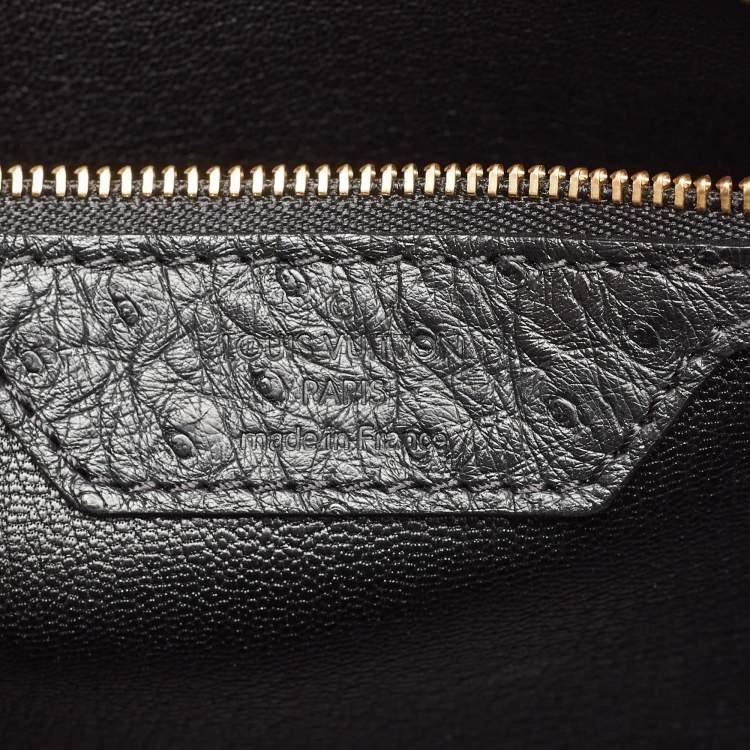 Pre Owned Louis Vuitton Black Ostrich Alma GM Bag