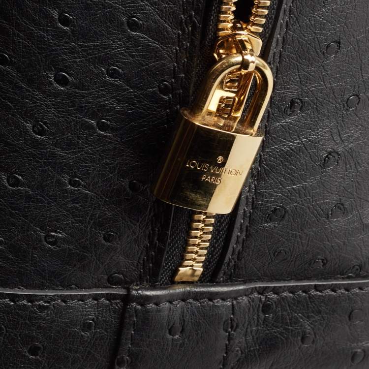 Pre Owned Louis Vuitton Black Ostrich Alma GM Bag