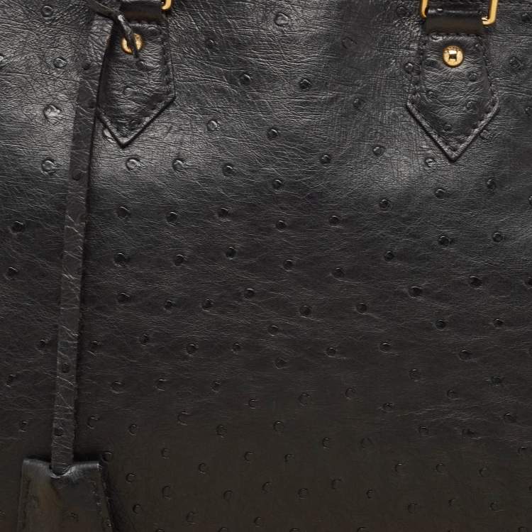 Pre Owned Louis Vuitton Black Ostrich Alma GM Bag