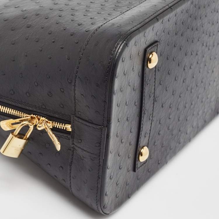 Pre Owned Louis Vuitton Black Ostrich Alma GM Bag