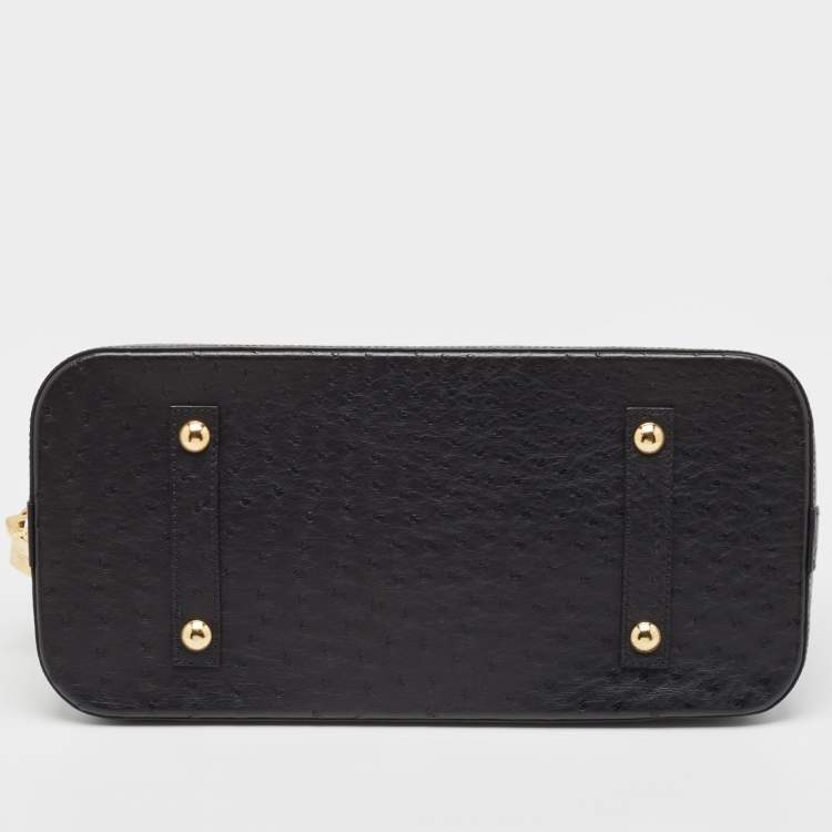 Pre Owned Louis Vuitton Black Ostrich Alma GM Bag