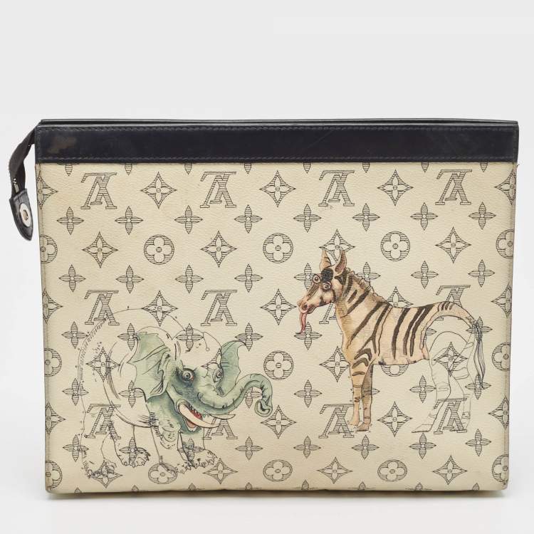 Pre Owned Louis Vuitton Savane Monogram Dune Chapman Pochette Voyage GM