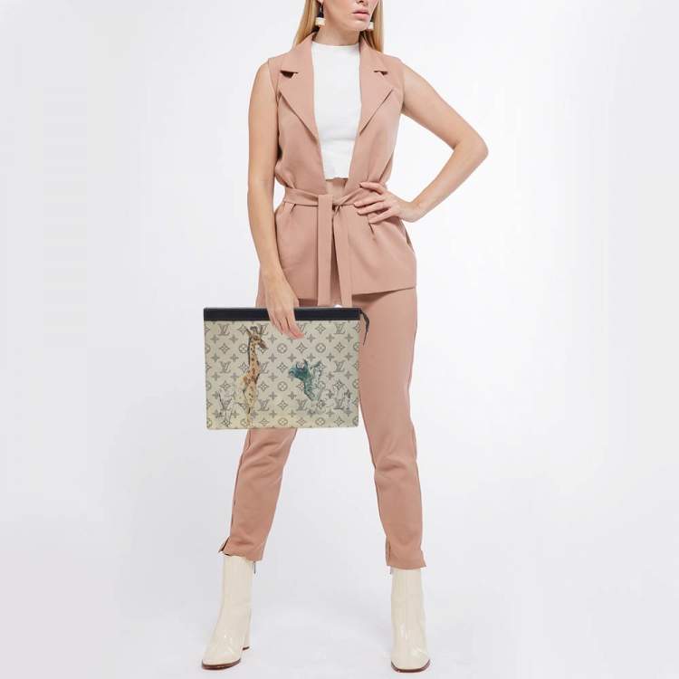 Pre Owned Louis Vuitton Savane Monogram Dune Chapman Pochette Voyage GM