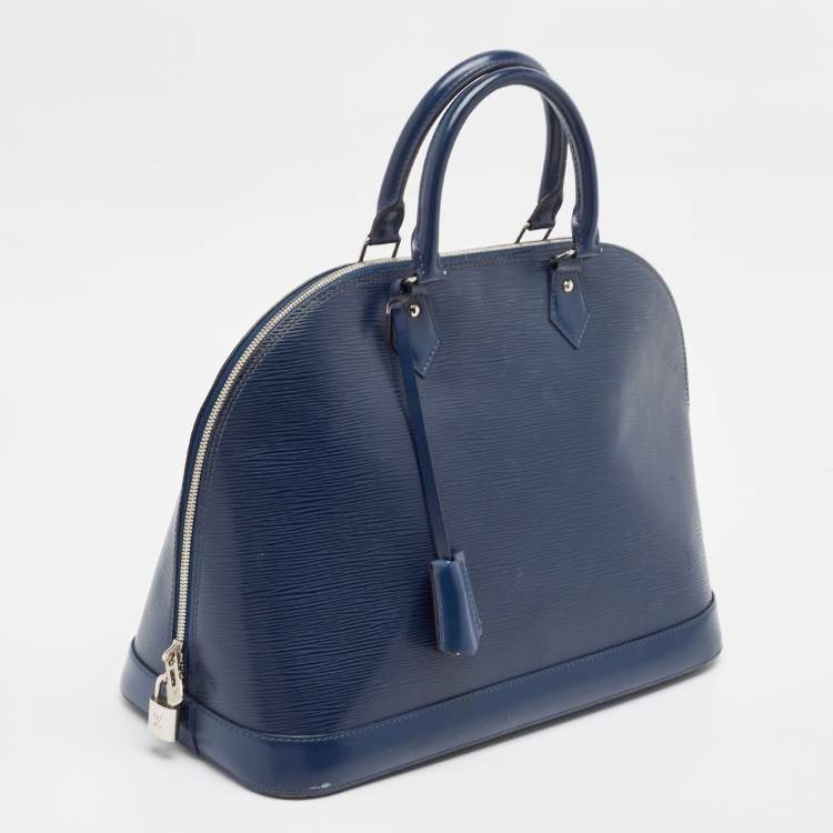 Pre Owned Louis Vuitton Blue Marine Epi Leather Alma GM Bag