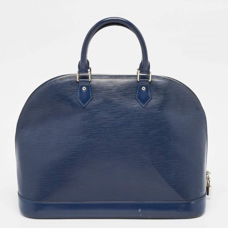 Pre Owned Louis Vuitton Blue Marine Epi Leather Alma GM Bag