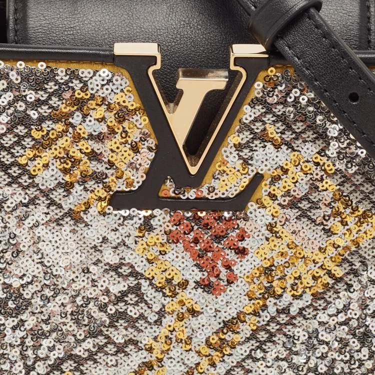 Pre Owned Louis Vuitton Multicolor Sequin and Leather Mini Capucines Bag