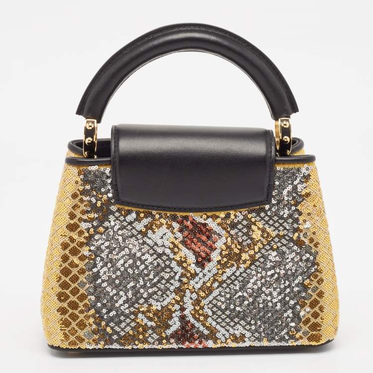 Pre Owned Louis Vuitton Multicolor Sequin and Leather Mini Capucines Bag