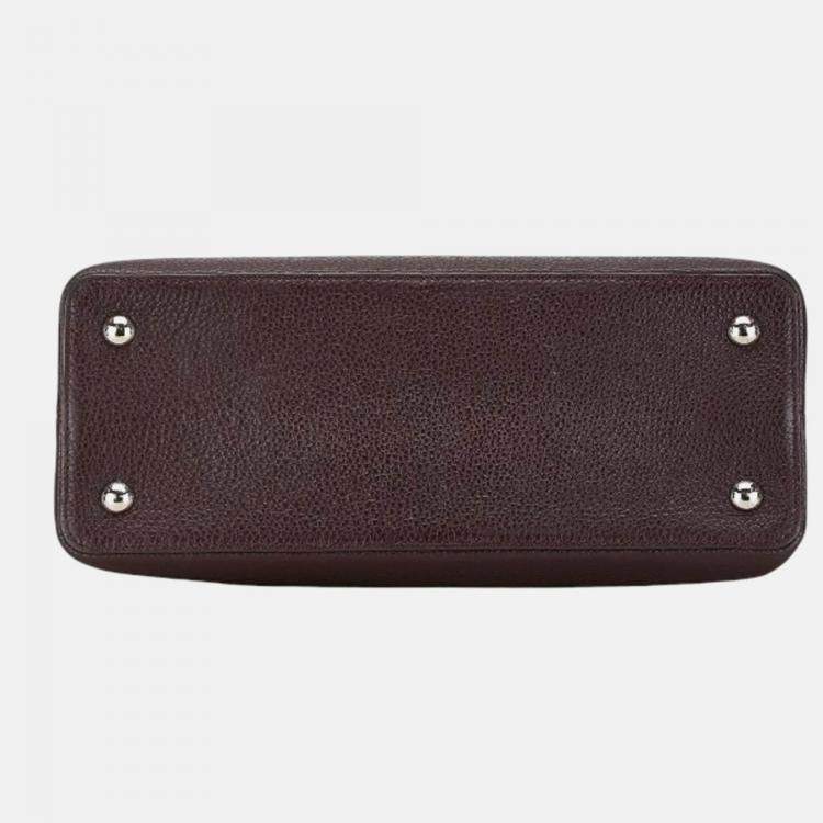 Pre Owned Louis Vuitton Brown Leather MM Capucines Top Handle Bags