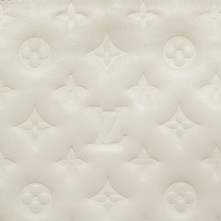 Pre Owned Louis Vuitton White Monogram Embossed Leather Coussin PM Bag