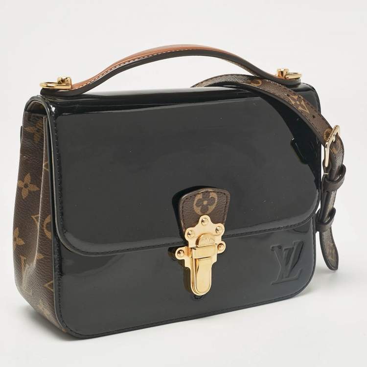 Pre Owned Louis Vuitton Black Vernis Leather and Monogram Canvas Cherrywood BB Bag