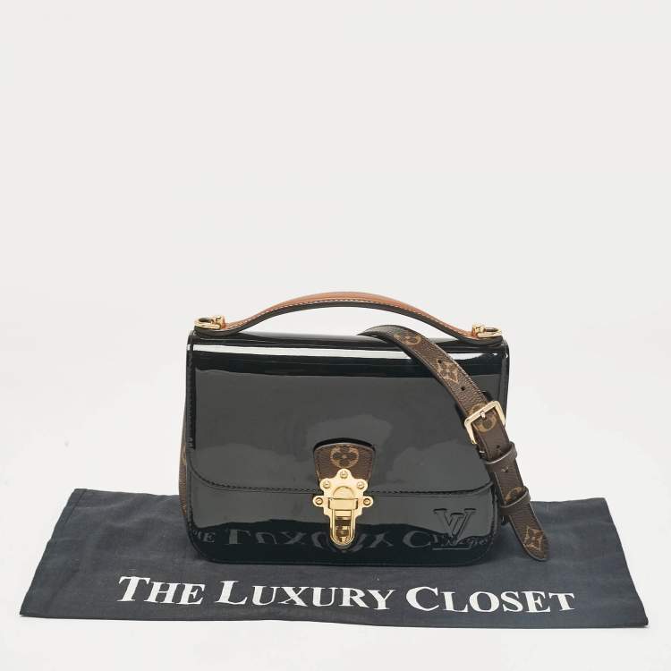Pre Owned Louis Vuitton Black Vernis Leather and Monogram Canvas Cherrywood BB Bag