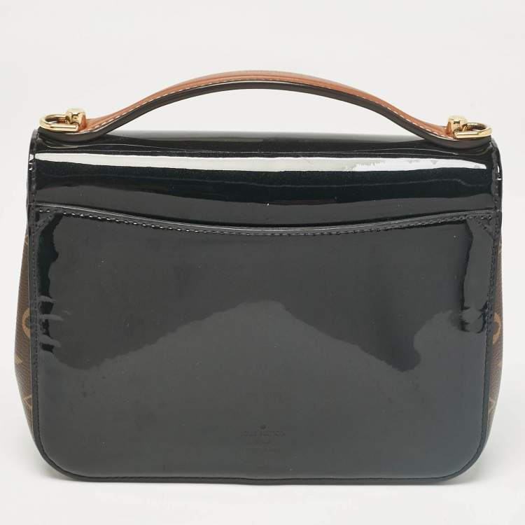 Pre Owned Louis Vuitton Black Vernis Leather and Monogram Canvas Cherrywood BB Bag