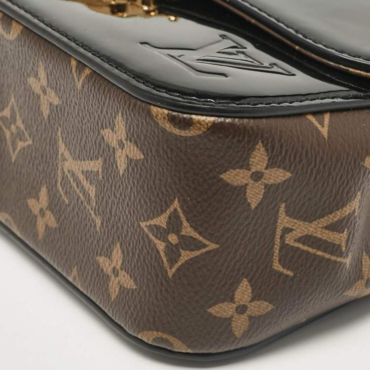 Pre Owned Louis Vuitton Black Vernis Leather and Monogram Canvas Cherrywood BB Bag