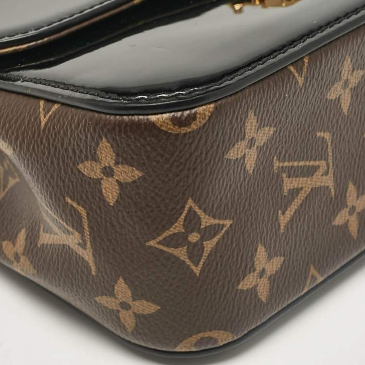 Pre Owned Louis Vuitton Black Vernis Leather and Monogram Canvas Cherrywood BB Bag