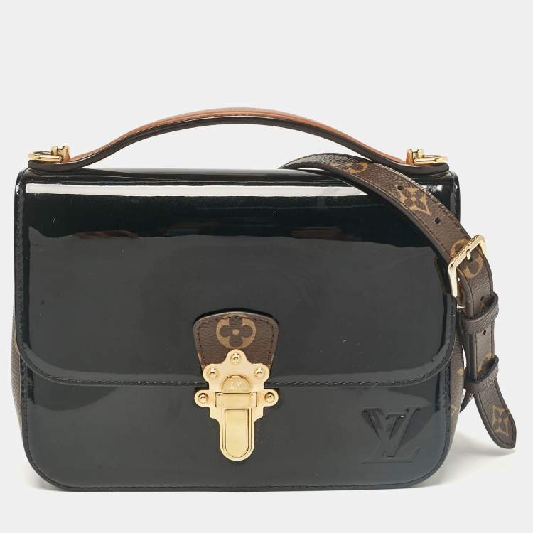 Pre Owned Louis Vuitton Black Vernis Leather and Monogram Canvas Cherrywood BB Bag