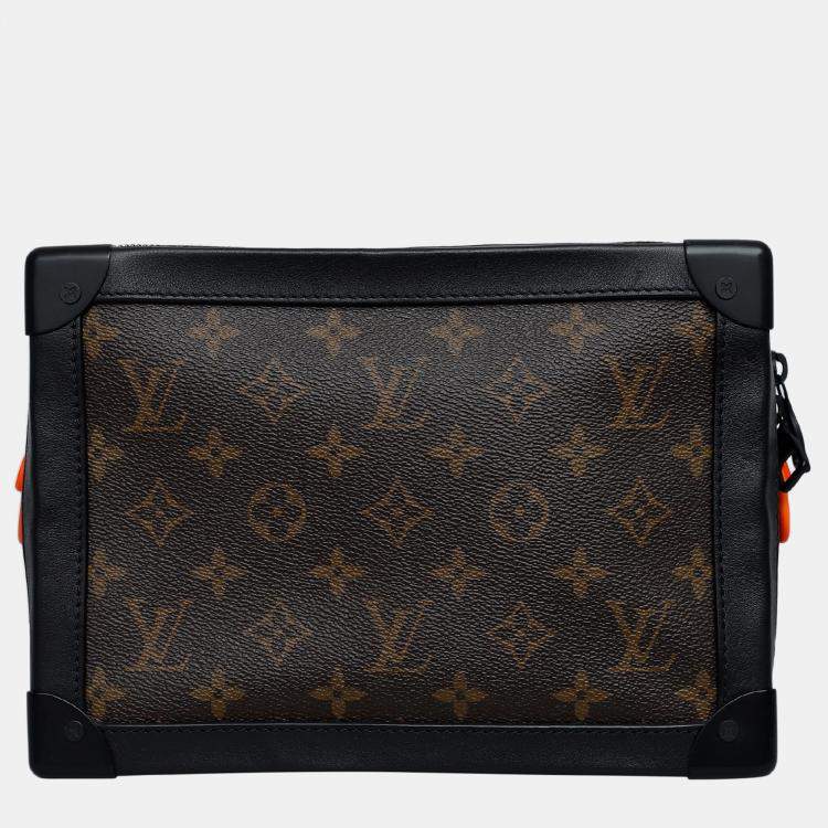 Pre Owned Louis Vuitton Brown/ Black Leather Monogram Coated Canvas Solar Ray Soft Trunk Bag
