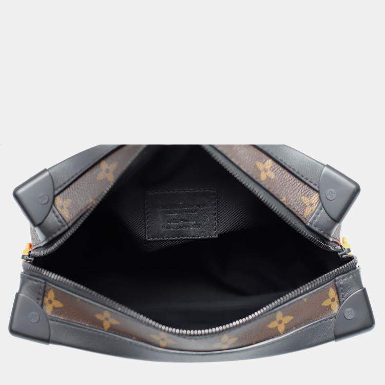 Pre Owned Louis Vuitton Brown/ Black Leather Monogram Coated Canvas Solar Ray Soft Trunk Bag