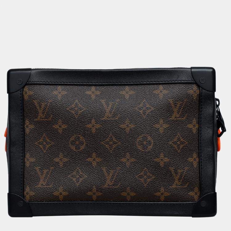 Pre Owned Louis Vuitton Brown/ Black Leather Monogram Coated Canvas Solar Ray Soft Trunk Bag