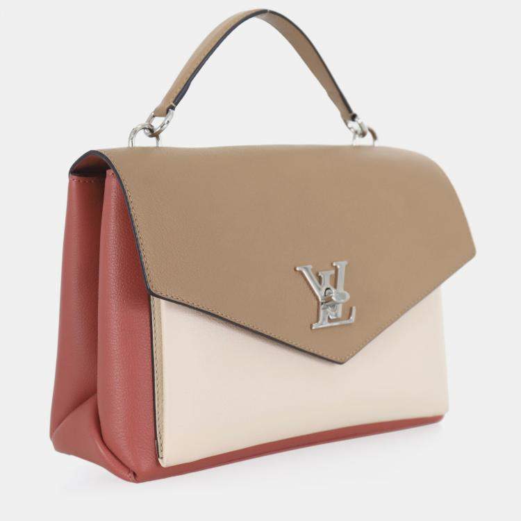 Pre Owned Louis Vuitton Light Brown/ Cream/ Pink MyLockme Satchel bag