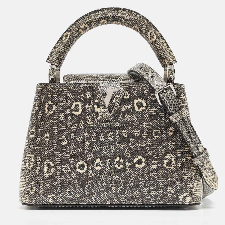 Pre Owned Louis Vuitton Grey Lizard Capucines Mini Bag