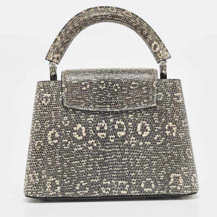 Pre Owned Louis Vuitton Grey Lizard Capucines Mini Bag