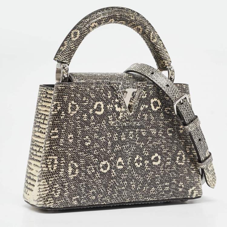 Pre Owned Louis Vuitton Grey Lizard Capucines Mini Bag
