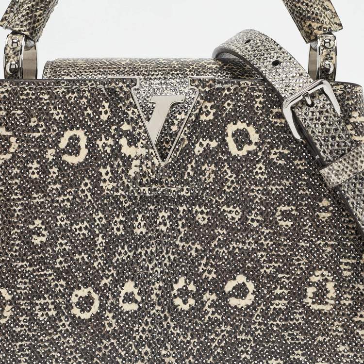 Pre Owned Louis Vuitton Grey Lizard Capucines Mini Bag