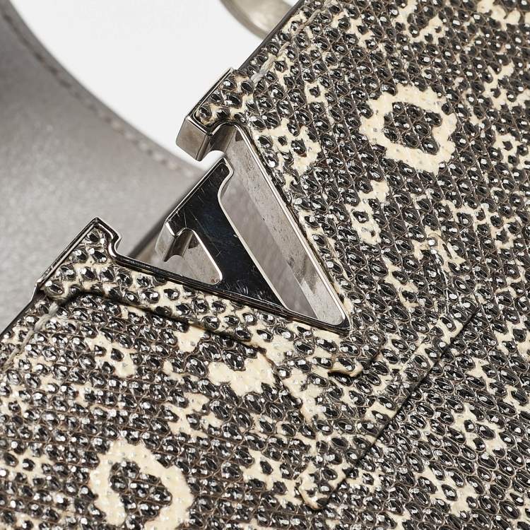 Pre Owned Louis Vuitton Grey Lizard Capucines Mini Bag