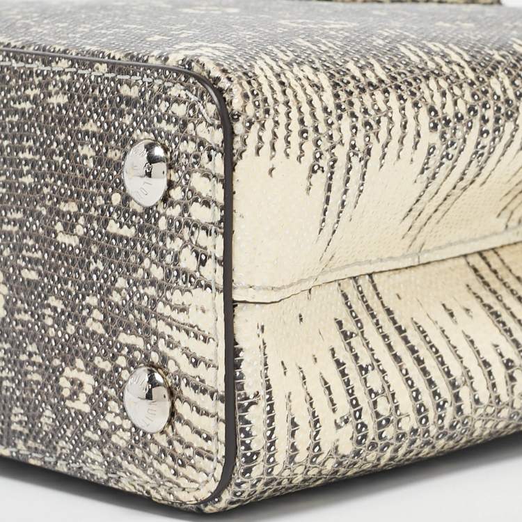 Pre Owned Louis Vuitton Grey Lizard Capucines Mini Bag