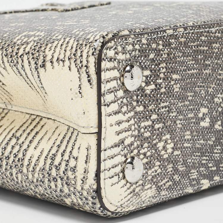 Pre Owned Louis Vuitton Grey Lizard Capucines Mini Bag