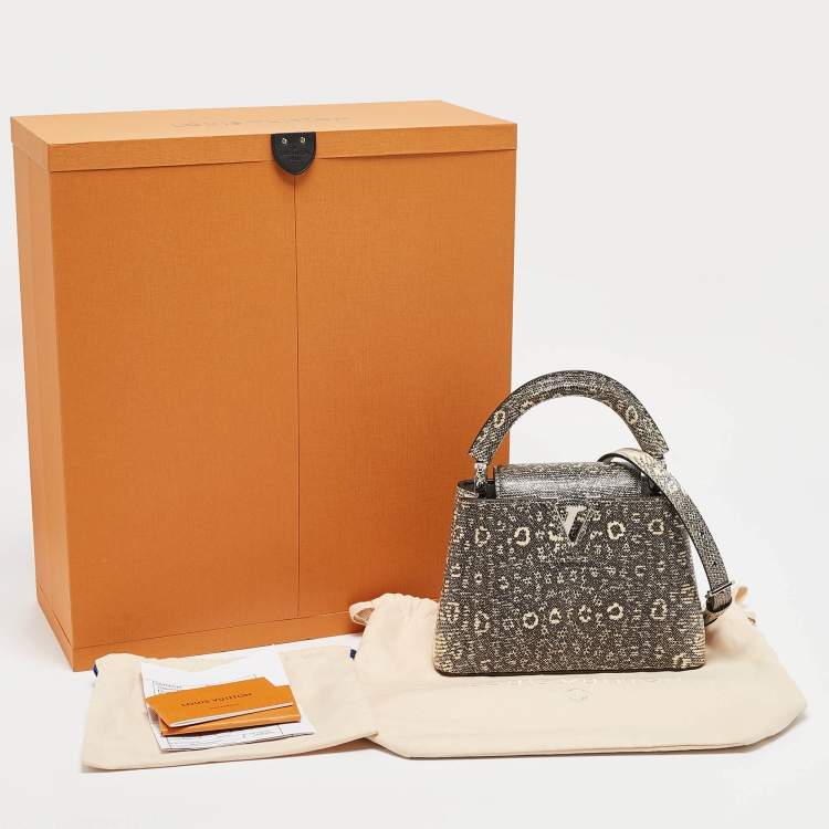 Pre Owned Louis Vuitton Grey Lizard Capucines Mini Bag