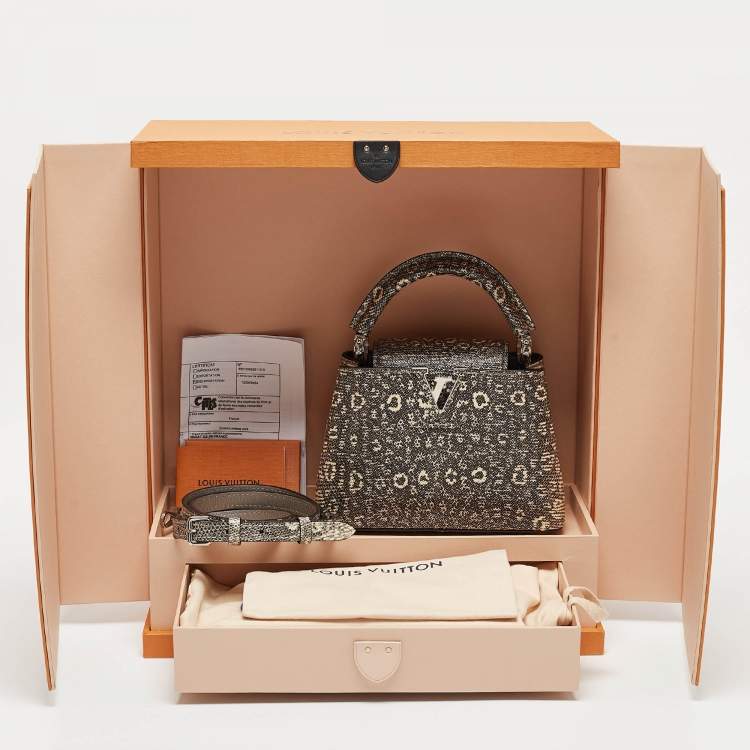 Pre Owned Louis Vuitton Grey Lizard Capucines Mini Bag