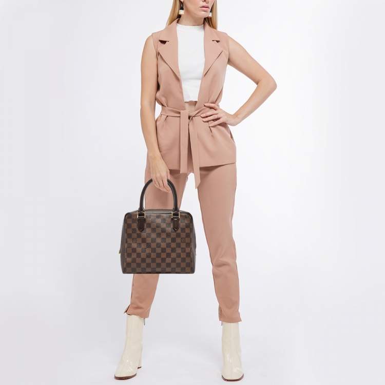 Pre Owned Louis Vuitton Damier Ebene Canvas and Leather Brera Bag