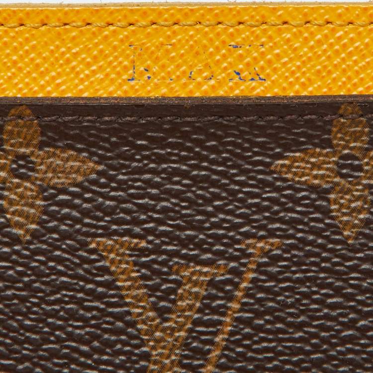Pre Owned Louis Vuitton Yellow Monogram Canvas Card Holder