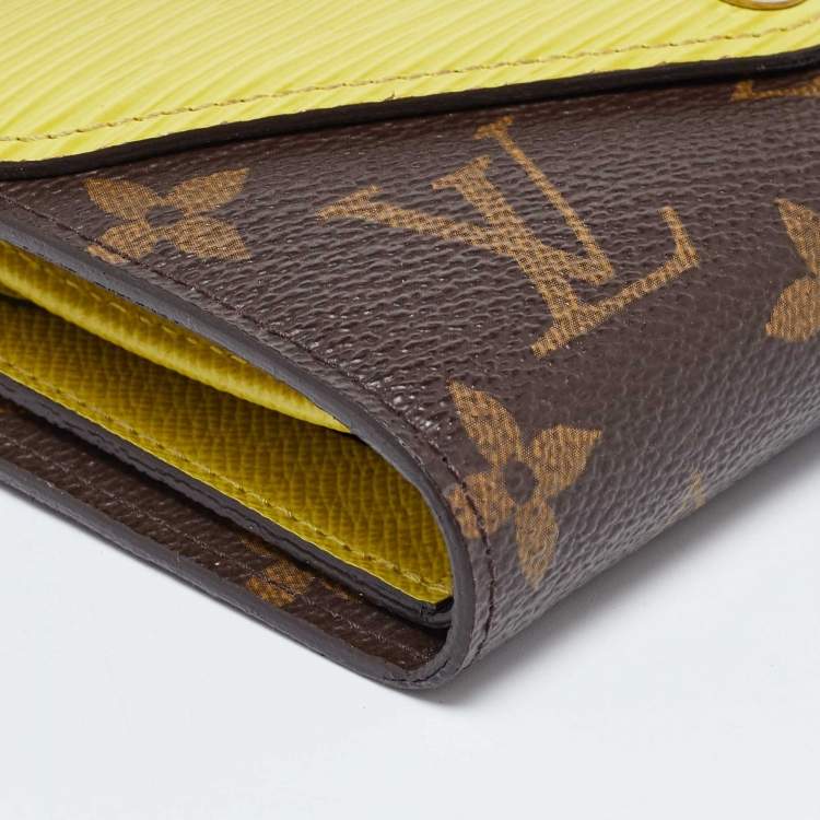 Pre Owned Louis Vuitton Yellow Epi Leather and Monogram Canvas Marie-Lou Wallet