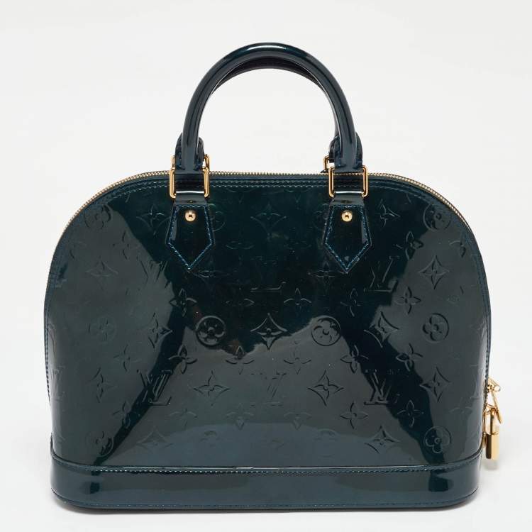 Pre Owned Louis Vuitton Bleu Nuit Monogram Vernis Leather Alma PM Bag