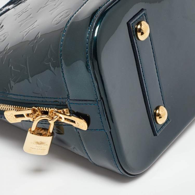 Pre Owned Louis Vuitton Bleu Nuit Monogram Vernis Leather Alma PM Bag