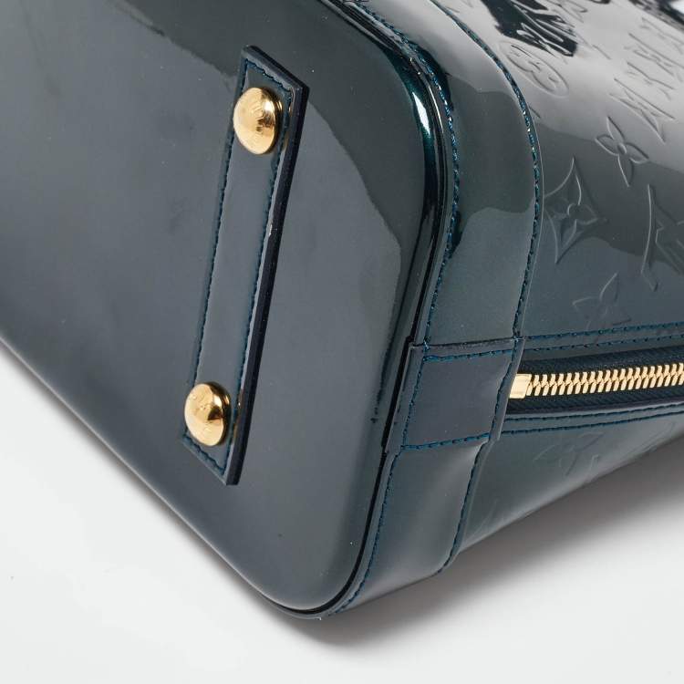 Pre Owned Louis Vuitton Bleu Nuit Monogram Vernis Leather Alma PM Bag