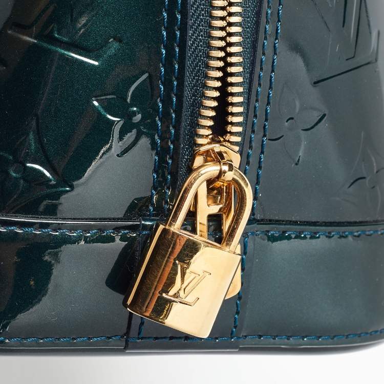 Pre Owned Louis Vuitton Bleu Nuit Monogram Vernis Leather Alma PM Bag