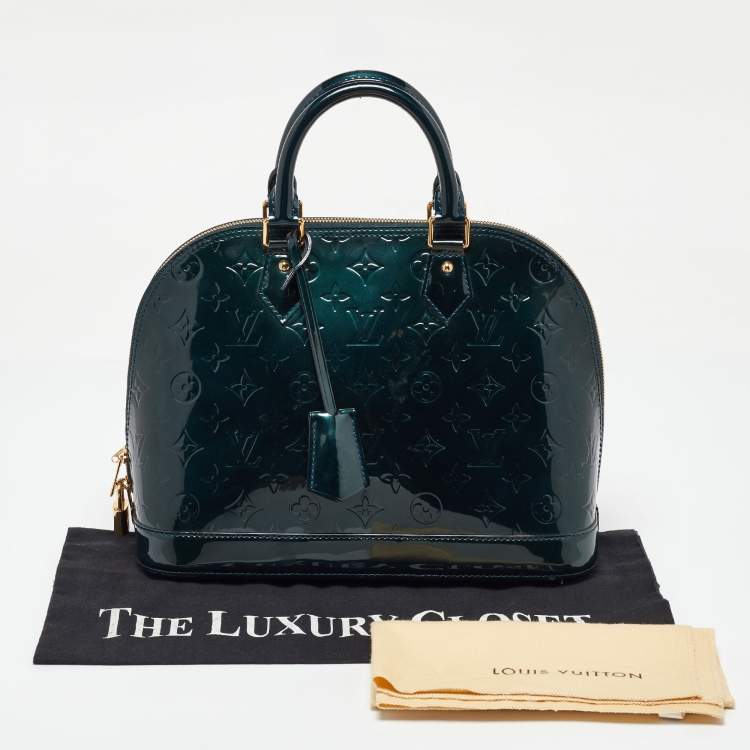 Pre Owned Louis Vuitton Bleu Nuit Monogram Vernis Leather Alma PM Bag
