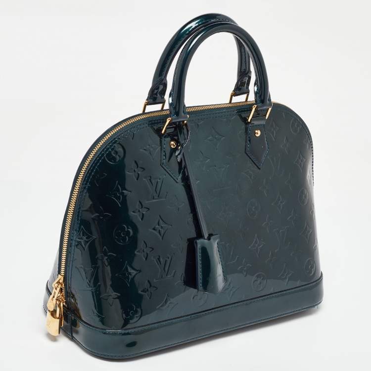 Pre Owned Louis Vuitton Bleu Nuit Monogram Vernis Leather Alma PM Bag