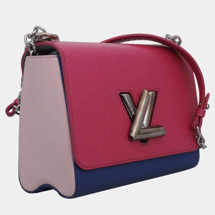 Pre Owned Louis Vuitton Soft Pink, Pink, Blue Epi Leather Twist MM Bag 